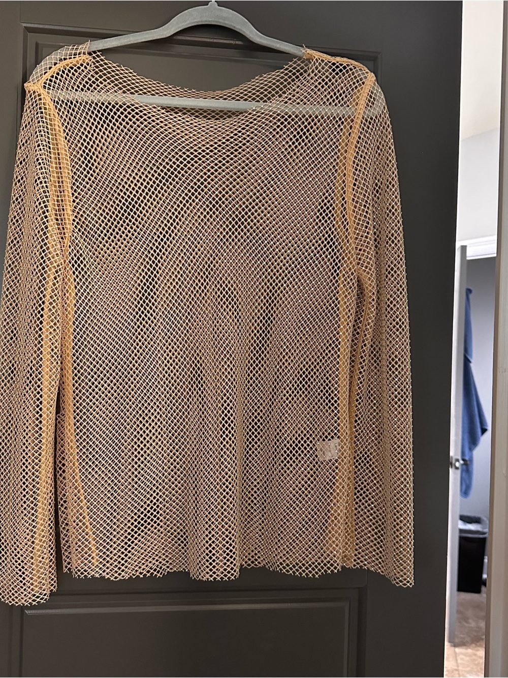 Gold Color Mesh A-Line Coverup Blouse